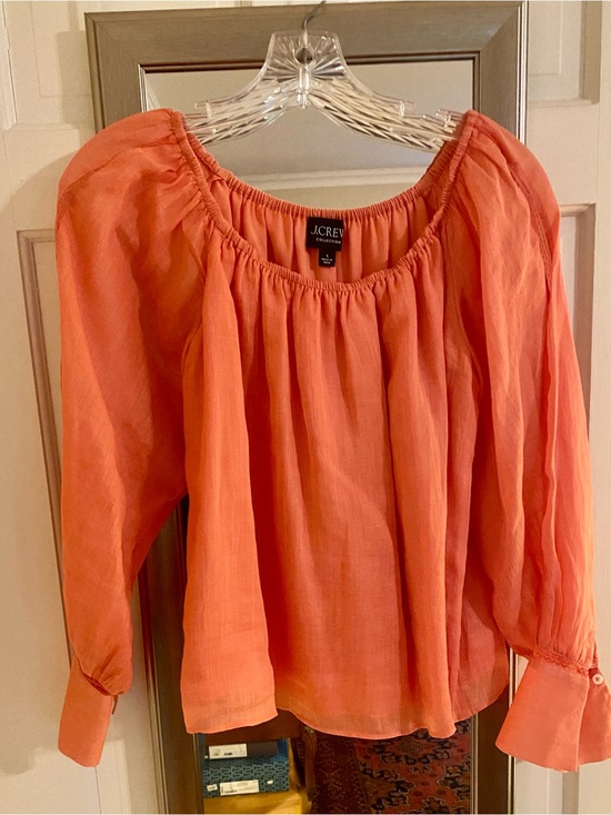 J. Crew Tops - J. Crew Coral Orange Peasant Blouse